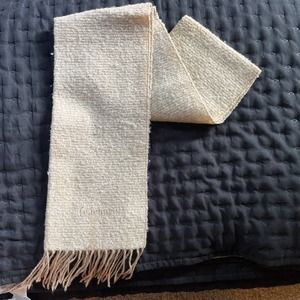 Cacharel Paris - authentic vintage scarf. Cream-colored with gold threading.